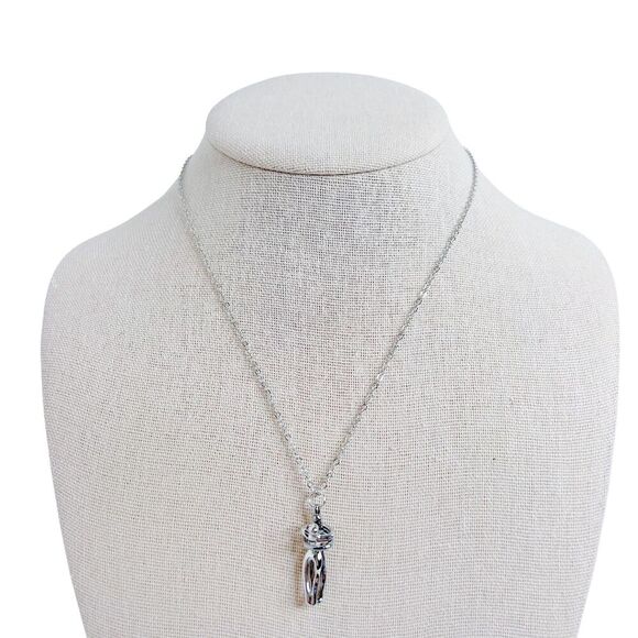 Couple Hugging Necklace Silver Romantic Gift Valentine's Day Anniversary - Picture 1 of 4